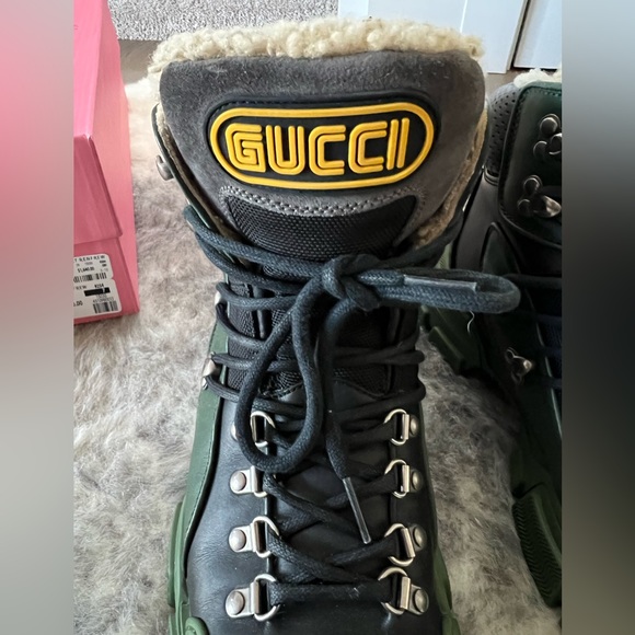 GUCCI Flashtrek Wool-Lined Leather High-Top Boots | Full Set - Picture 7 of 13